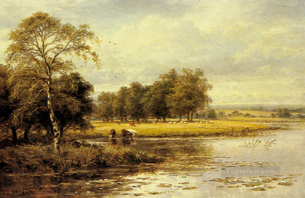 テムズ川の風景について ベンジャミン・ウィリアムズ リーダー油絵